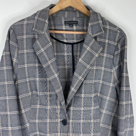 Adrianna Papell EUC Women's Gray Plaid Longline Academic Classic Preppy Coat - Picture 3 of 11